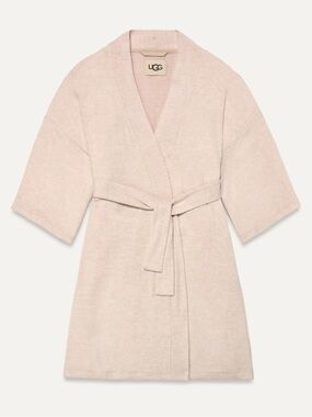 UGG Women's S Monrose 3/4-Sleeve Peached-Knit Wrap Robe Kimono Tie Sleepwear